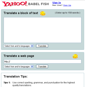 Yahoo Babel Fish